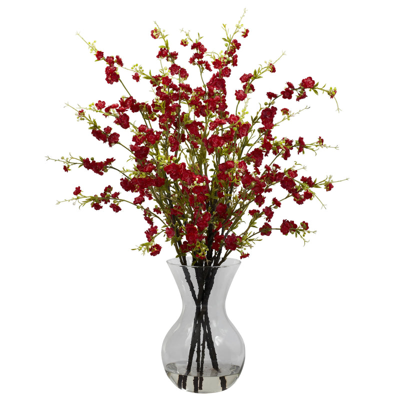 Red Cherry Blossoms with Vase Arrangement