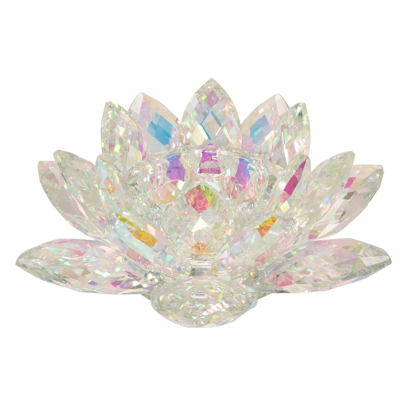 Rainbow Crystal Lotus Votive Holder 8.25", Candle Holders and Tealights