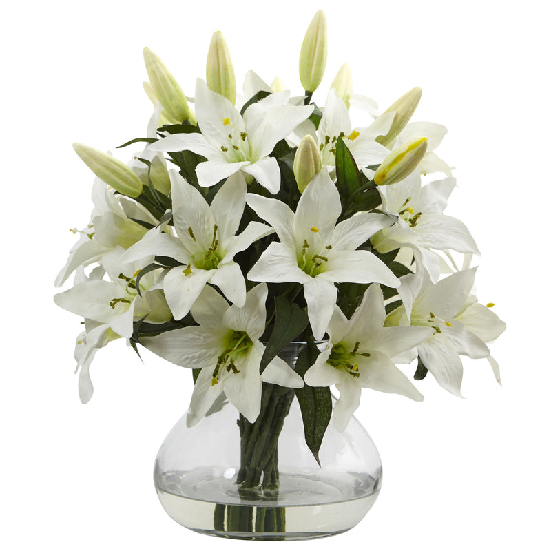 Large Lily Silk Arrangement with Vase