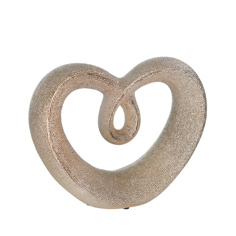 Ceramic 8" Beaded Heart Accent, Champange