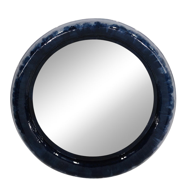 Metal 36" Round Mirror, Blue, Mirrors