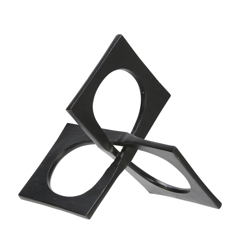 Metal 9" Linked Square Decor, Black, Decorative Objects
