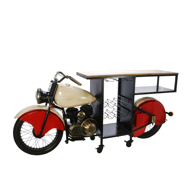 Metal 39" Motorcycle Wine Rack, Red, Bar Carts and Bars