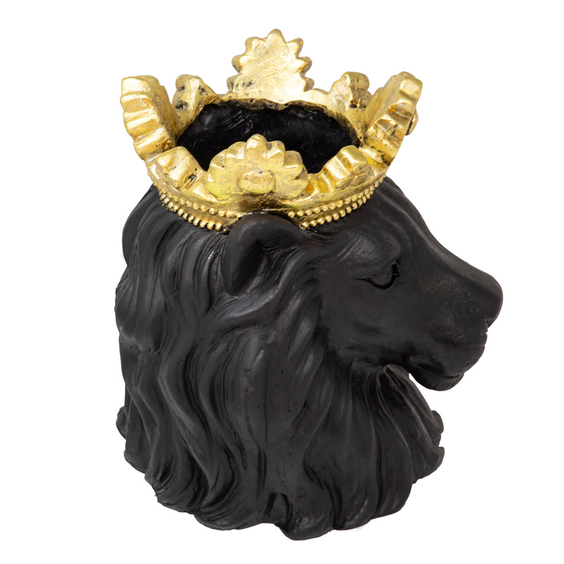 9" Lion with Crown, Black