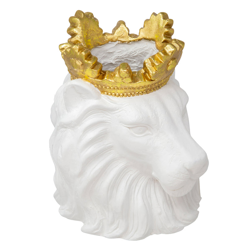 9" Lion with Crown, White