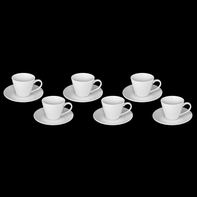 Set of 6 Fine Porcelain 6 Oz. Tea Cups & Saucers