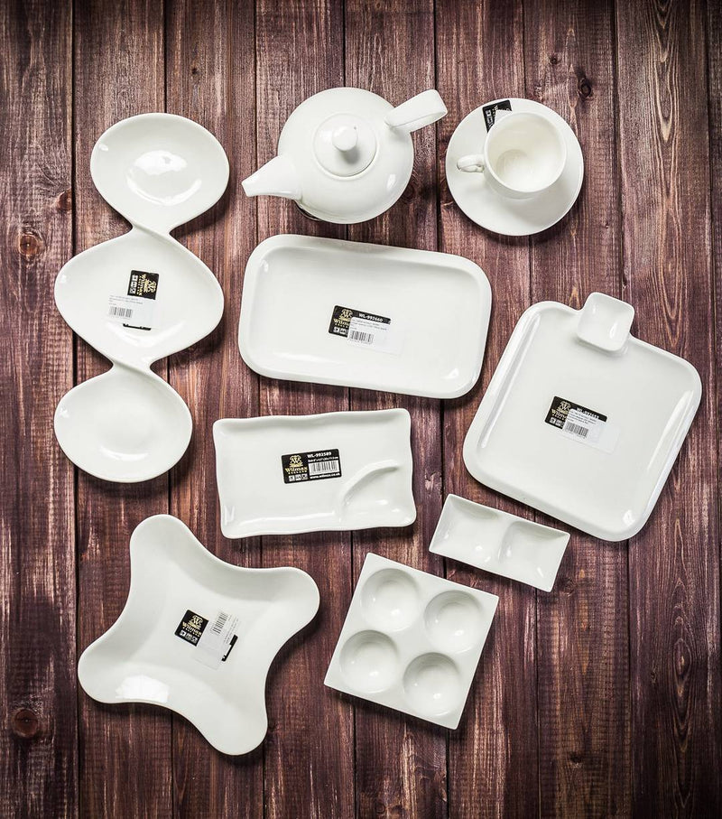 Set of 6 Fine Porcelain Square Platters 8" x 8"