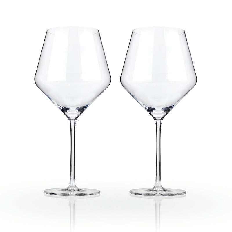 Angled Crystal Burgundy Glasses