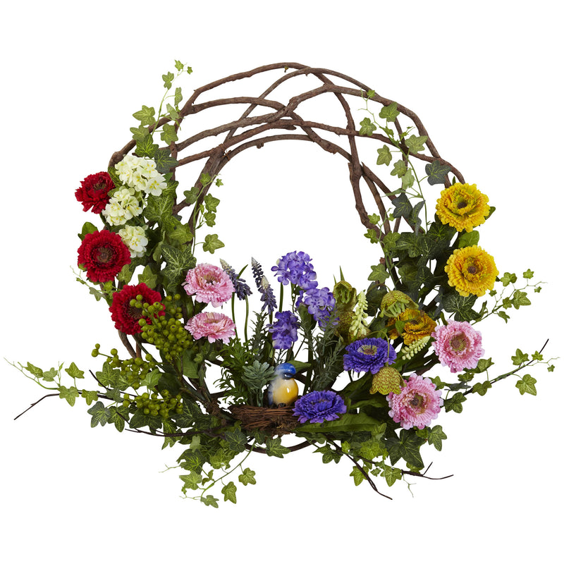 22" Spring Floral Wreath