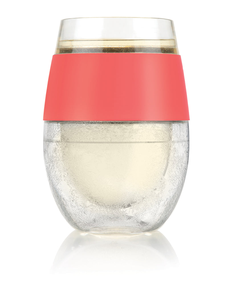 Set of 2 Wine Freeze Cooling Cups in Coral