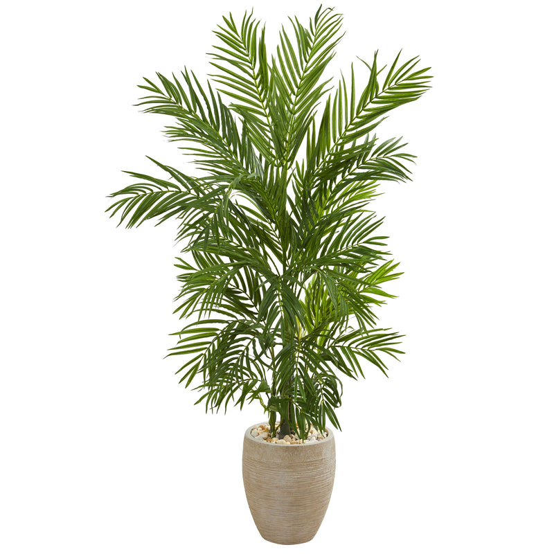 5' Areca Palm Artificial Tree in Sand Colored Planter