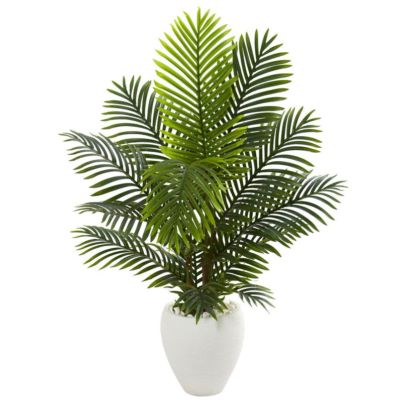 4.5' Paradise Palm Artificial Tree in White Planter