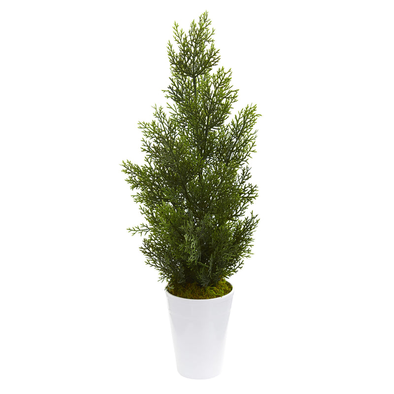27" Mini Cedar Artificial Pine Tree in Decorative Planter 
