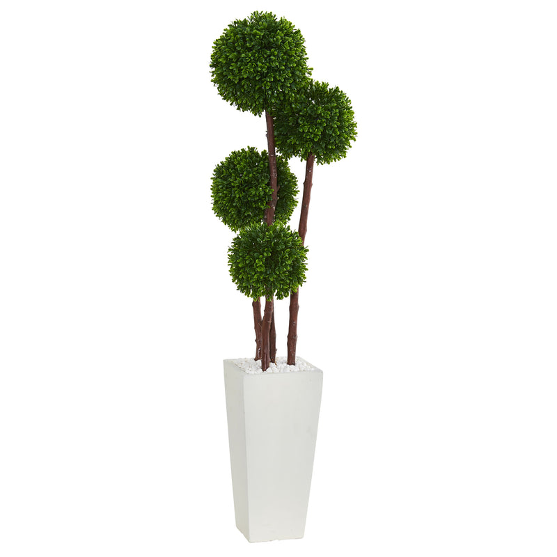 4' Boxwood Topiary Artificial Tree in Planter UV Resistant (Indoor/Outdoor)