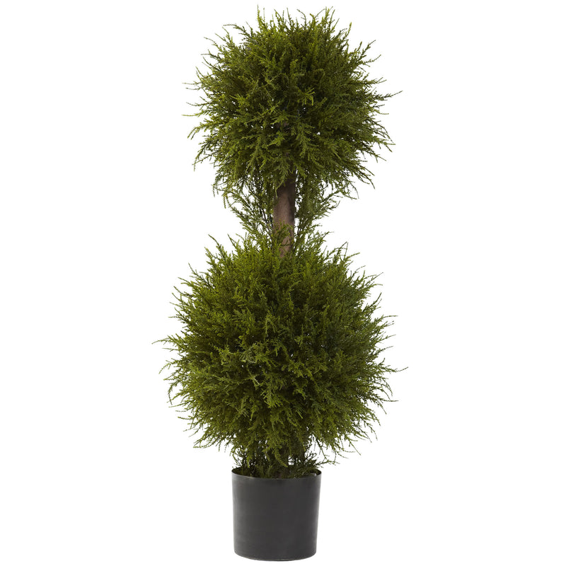 40" Cedar Double Ball Topiary with Lights