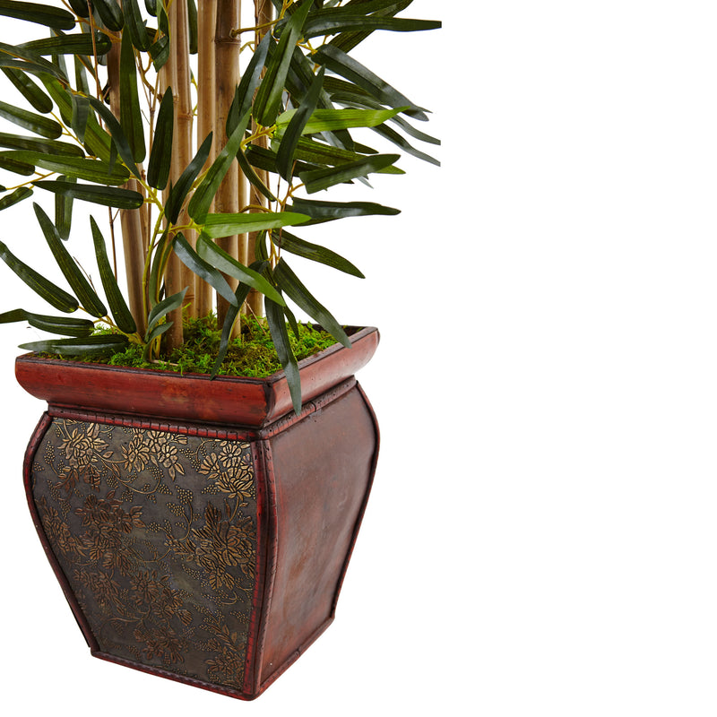 3.5' Bamboo Tree in Wooden Decorative Planter