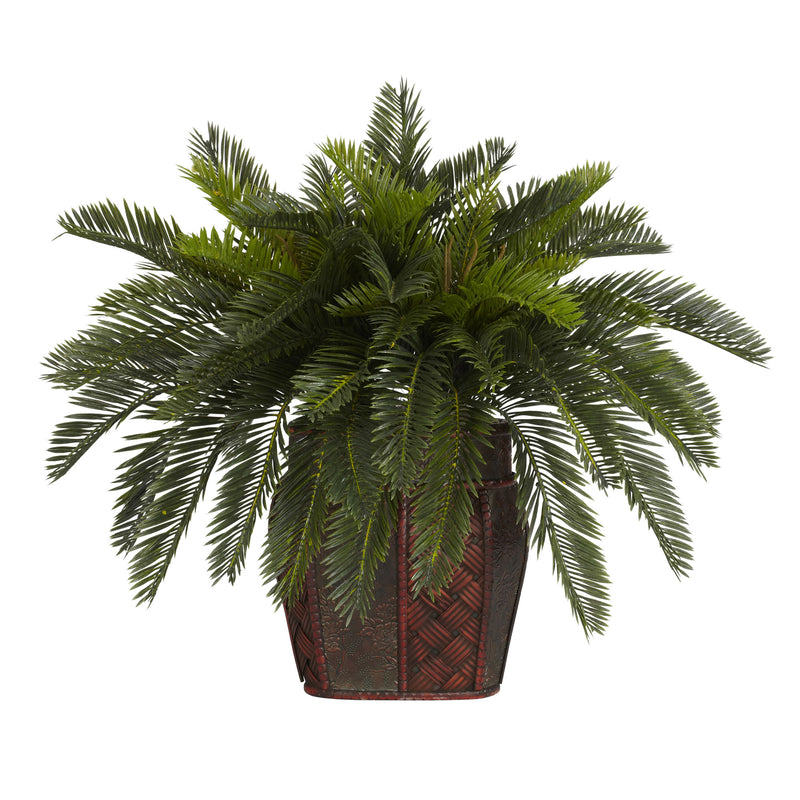 Double Cycas with Vase Silk Plant