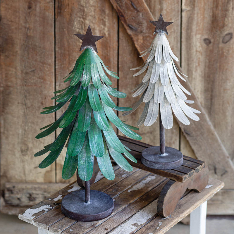 Set of Two Metal Christmas Trees