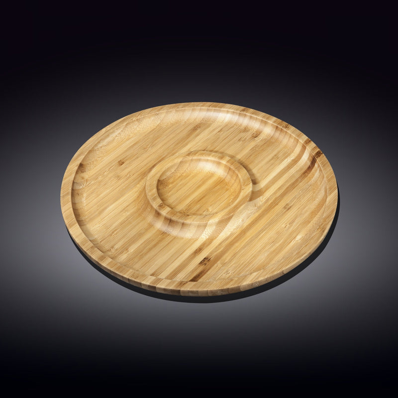 Natural Bamboo 2 Section Platters, Set of 6, 8"