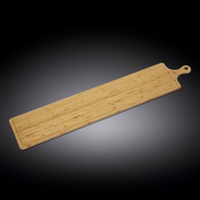 Natural Bamboo Long Serving Boards with Handle, Set of 2, 39"