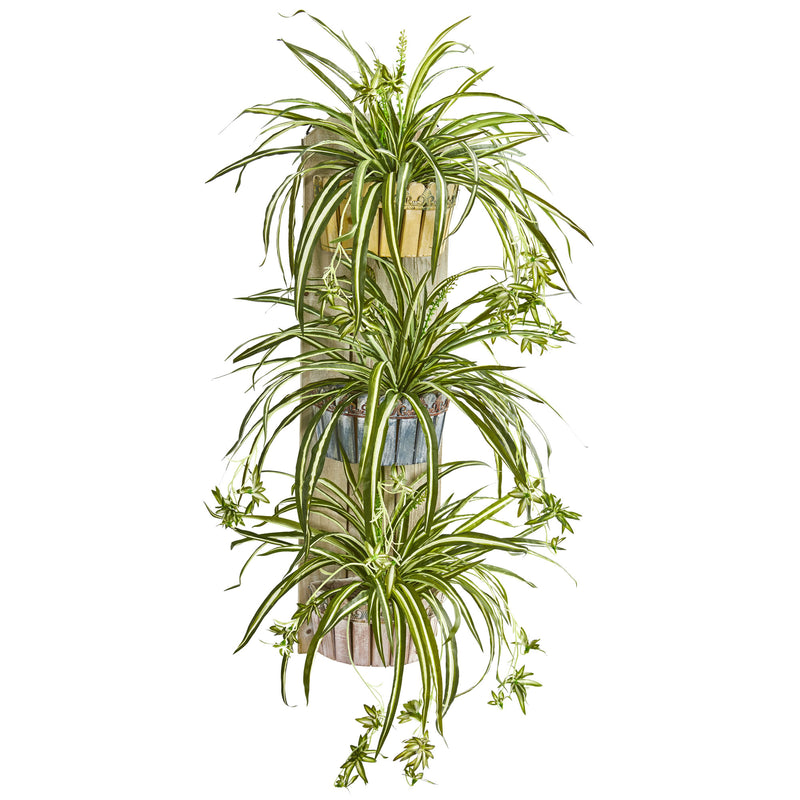 39" Spider Artificial Plant in Three-Tiered Wall Decor Planter