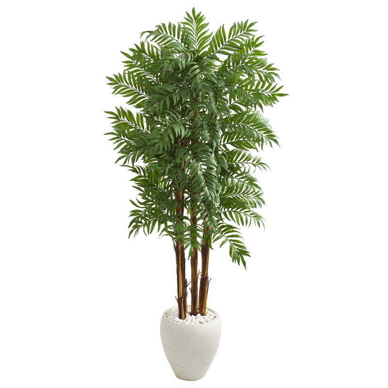 6" Parlour Artificial Palm Tree in White Planter