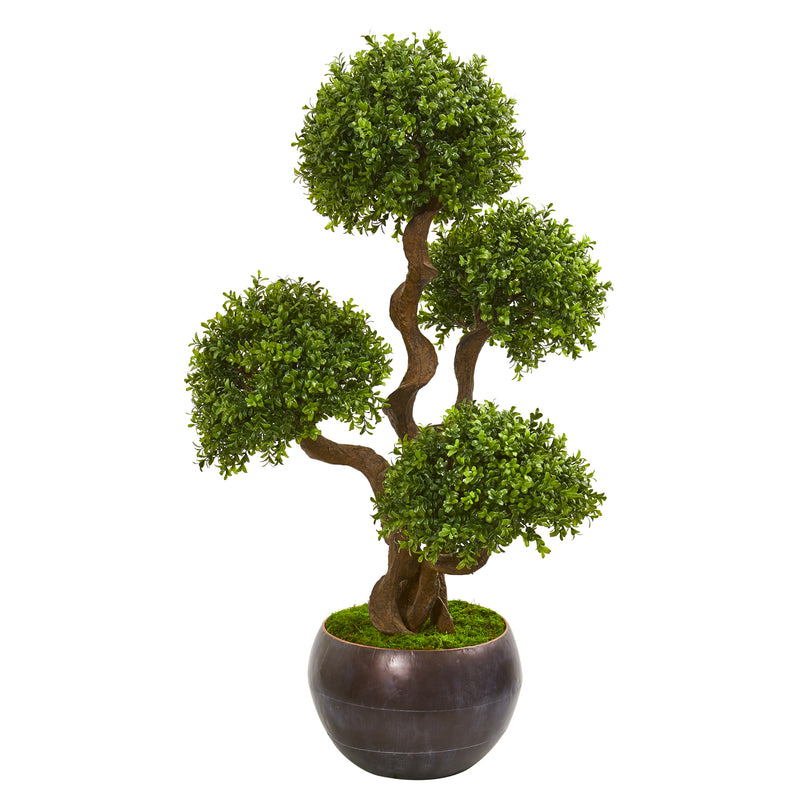 44" Four Ball Boxwood Artificial Topiary Tree in Planter