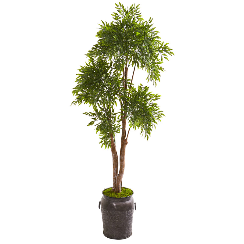 82" Ruscus Artificial Tree in Planter UV Resistant (Indoor/Outdoor)