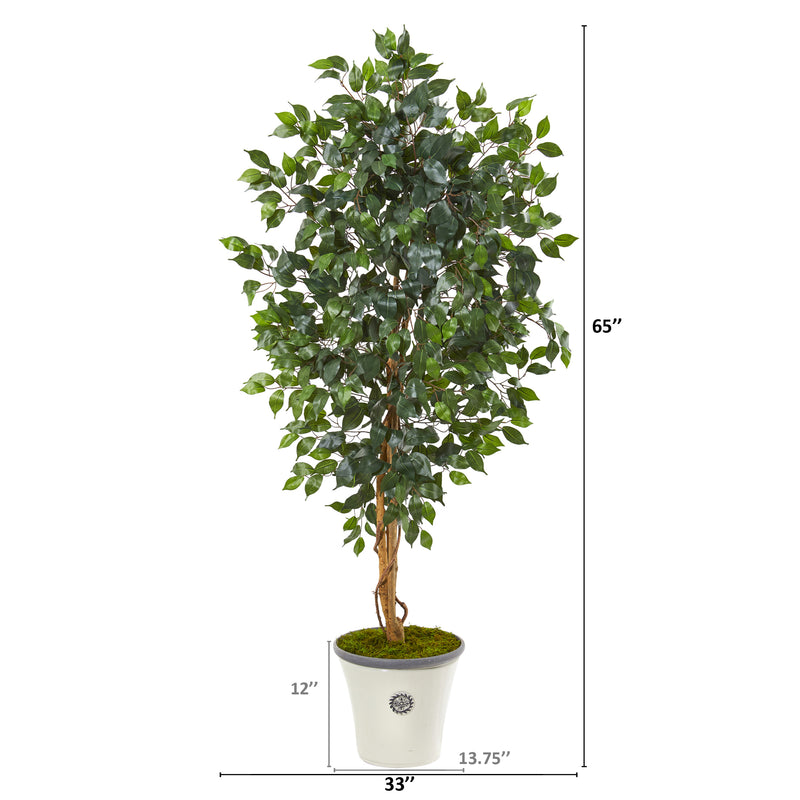 65" Ficus Artificial Tree in Decorative Planter