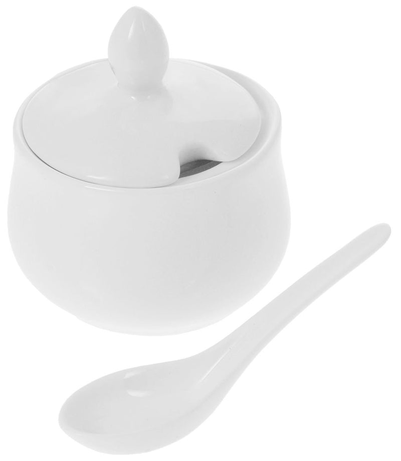 Set of 6 Fine Porcelain Condiment Pots With Spoon
