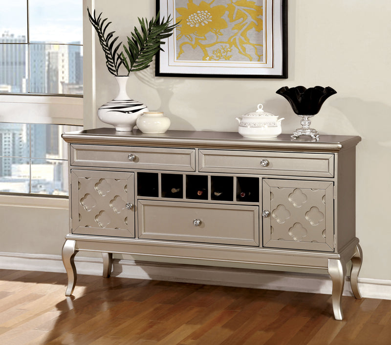 Transitional Style Dining Server, Silver