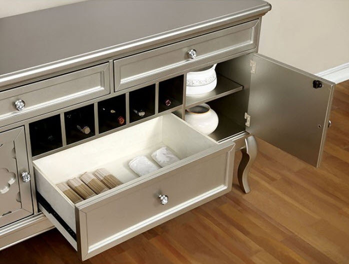 Transitional Style Dining Server, Silver