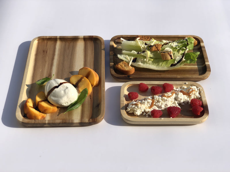 Set of 6 Acacia 6" Rectangle Serving Trays