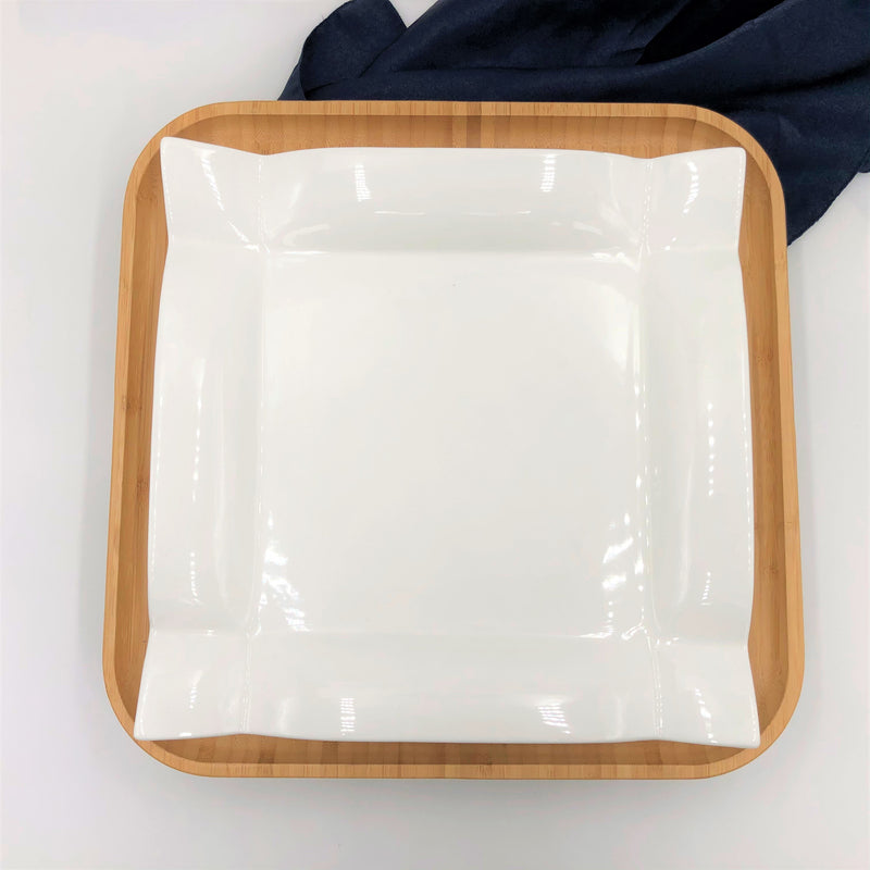 Square Bamboo and Porcelain Dinnerware Set