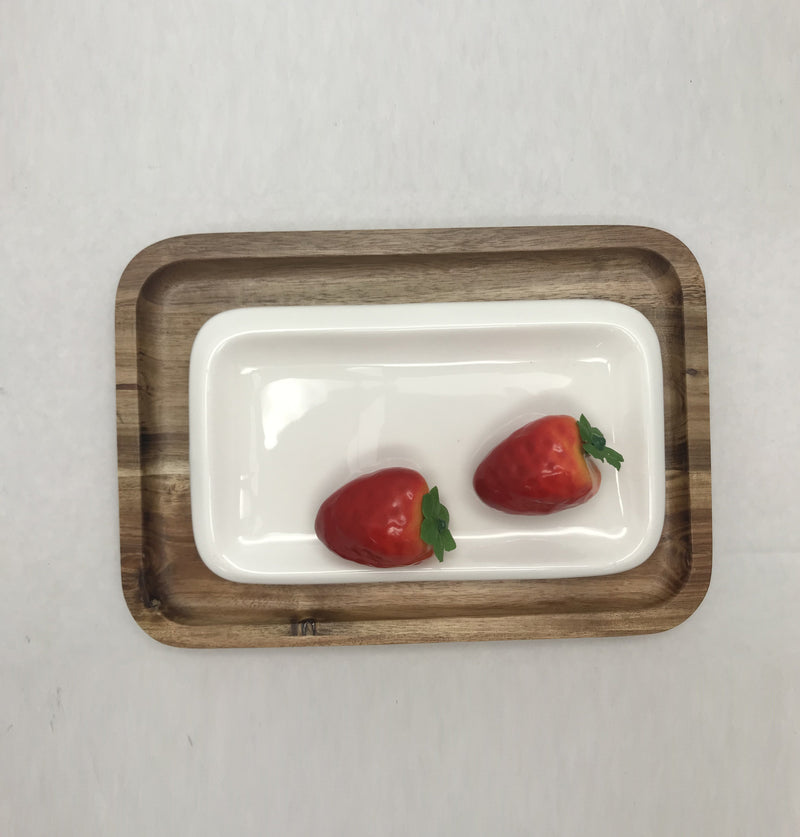 Set of 3 Acacia 10" Rectangle Serving Trays