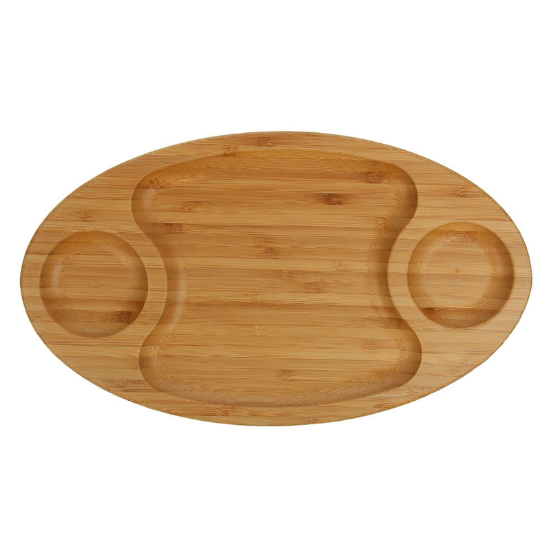 Set of 6 Natural Bamboo 3-Section Platters