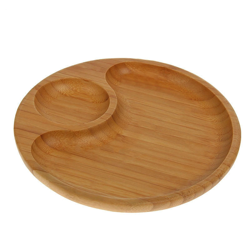 Set of 6 Natural Bamboo 2 Section Platters 8"
