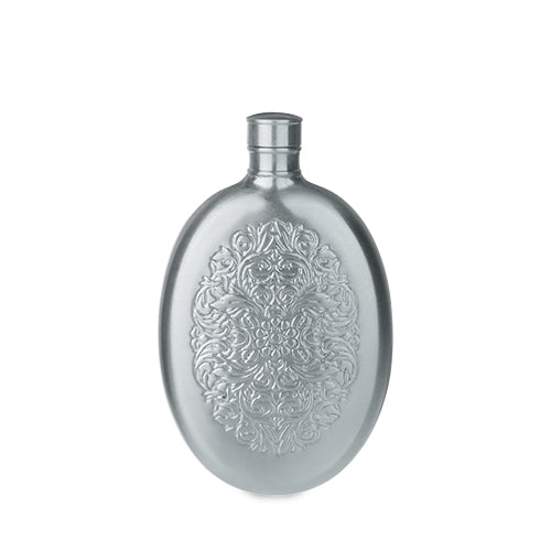 Pewter Finish Stainless Steel Filigree Flask 