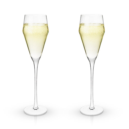 Angled Crystal Prosecco Glasses