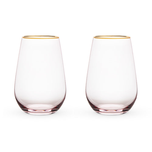 Rose Crystal Stemless Wine Glass Set 