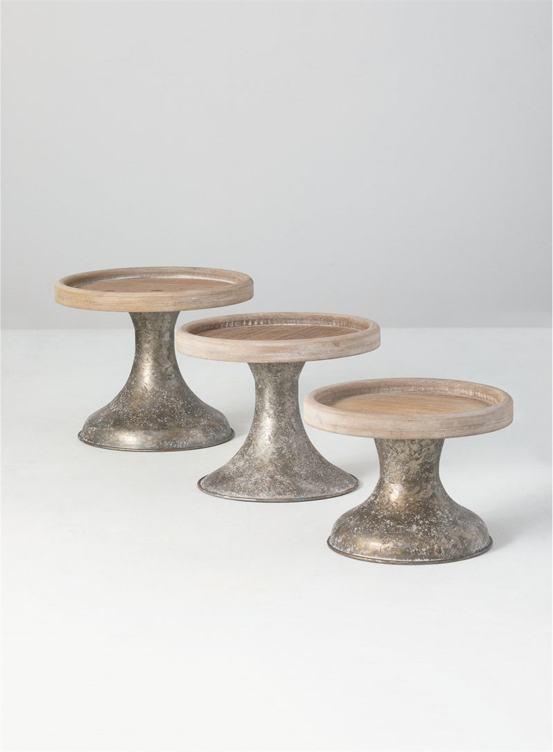 Decorative Round Metal Pedestals, Set of 3